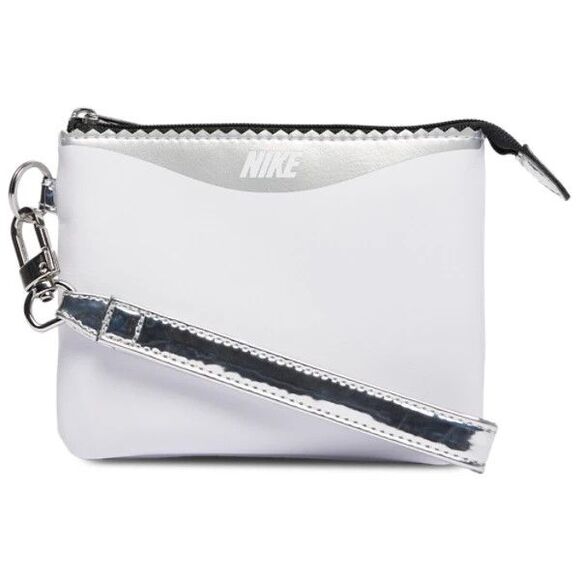 NWT Nike Icon Cortez Wristlet Bag Clutch White Chrome Swoosh Metallic - Picture 2 of 8